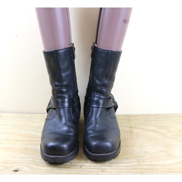 Harley Davidson Boots 9.5 Black Leather Ashby Harness Mid Calf Engineer Biker - Picture 2 of 14